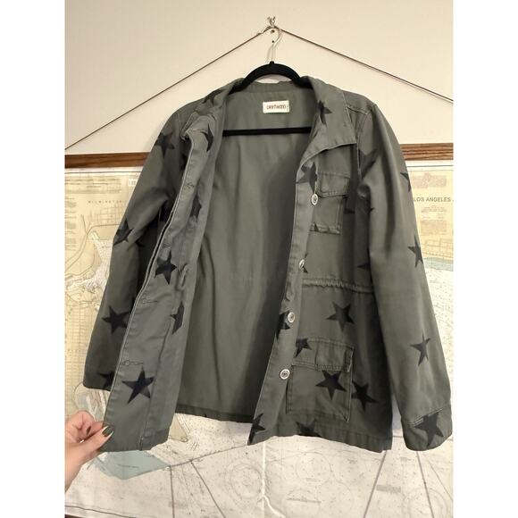 Driftwood Military Jacket Womens Medium Green Stars Utility Pockets Sundance L - Picture 7 of 10